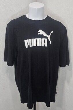 PUMA Men's Essentials Logo Tee Shirt Size 2XLT Black Short Sleeve Crew Neck NWT